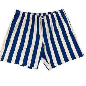 Bearbottom Mens Stretch Swim Trunks Nantucket Stripe Blue White XXL 7 Inch 2XL